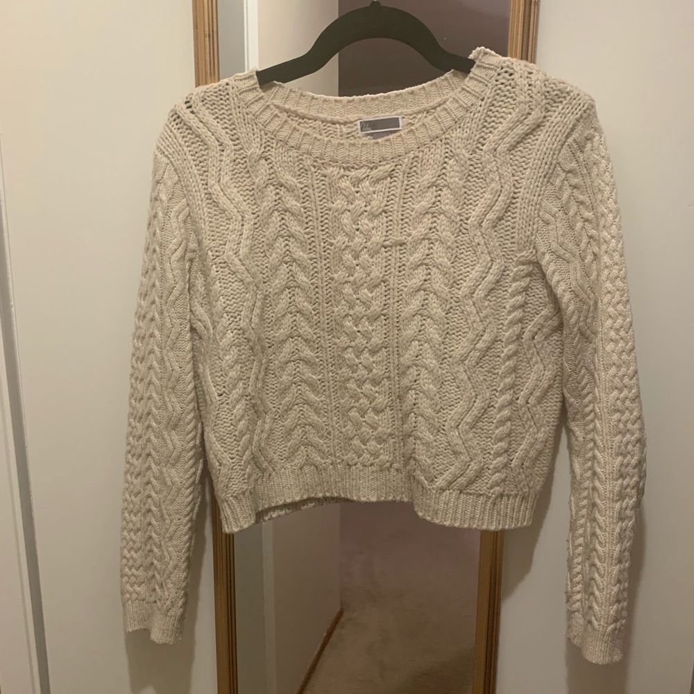 Chelsea28 Cropped Cable Knit Sweater